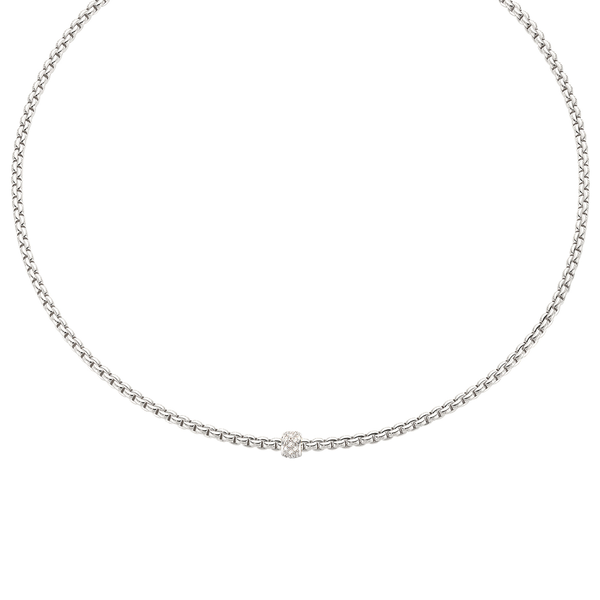 Collier Eka en or blanc avec pav&eacute; de diamants, tr&egrave;s petit mod&egrave;le